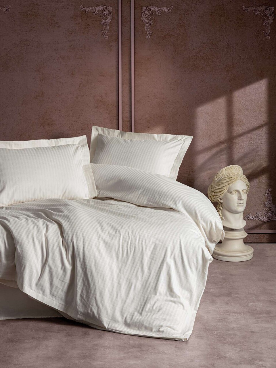 Lenjerie de pat pentru o persoana (FR), L'essentiel Maison, Stripe, Ecru - imagine 4